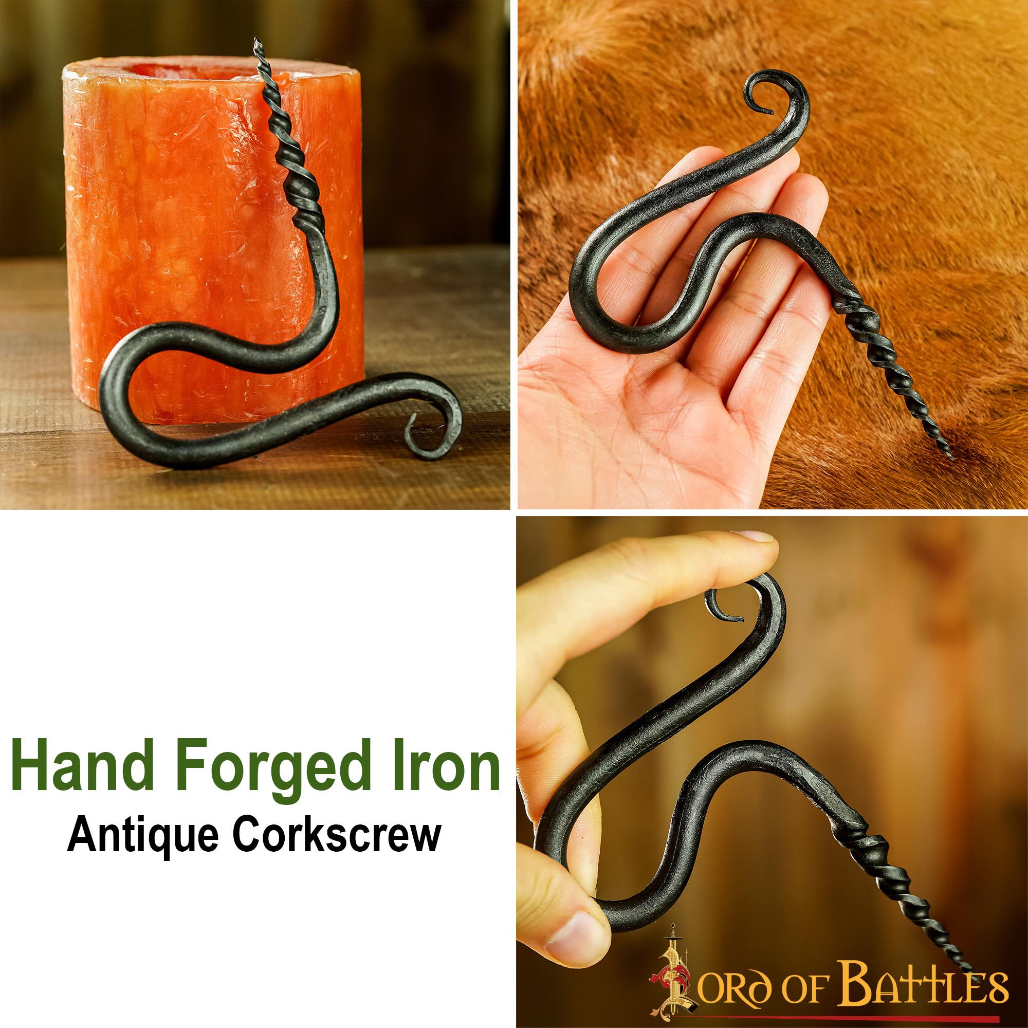 Hand Forged Iron Corkscrew Fully Functional Wine Bottle Opener Hand Forged Iron Corkscrew Fully Functional Wine Bottle Opener