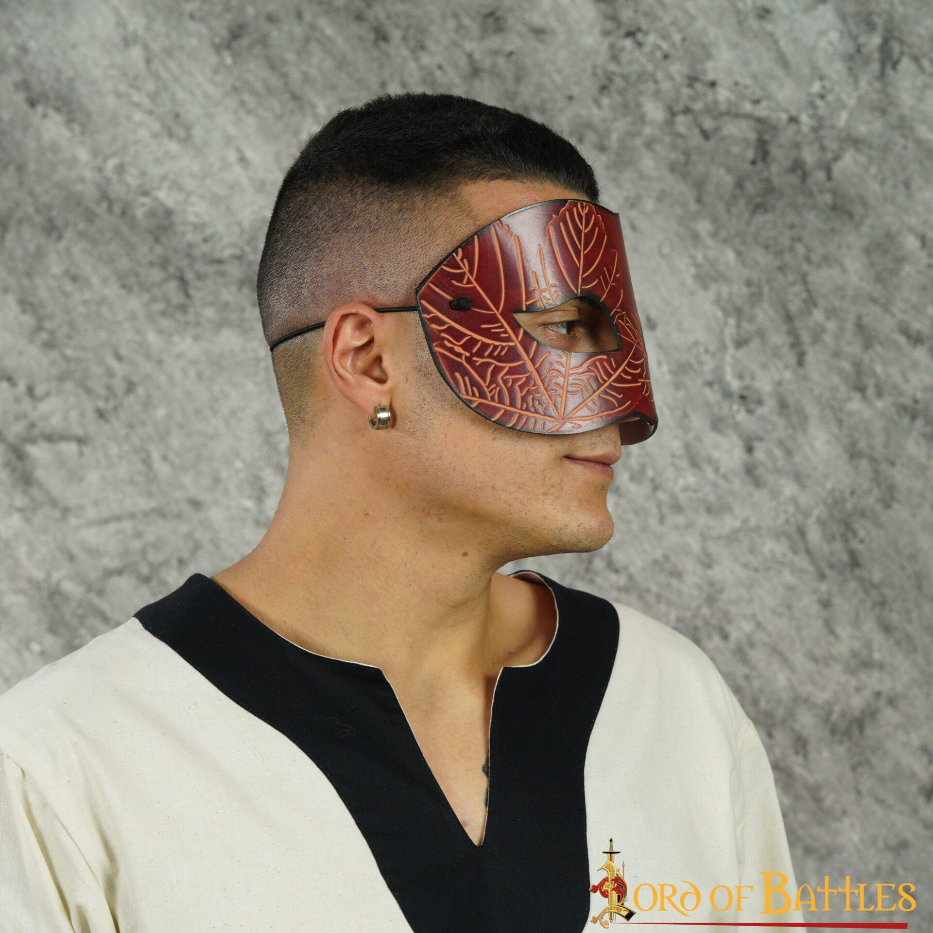 Genuine Leather Eye Mask with Embossed Maple Leaf Motifs