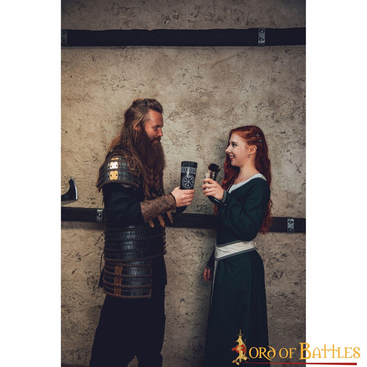 The Vegvisir Drinking Horn Engraved and Handcrafted from Genuine Ox Horn