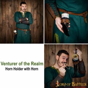Venturer of the Realm Fur Lined Horn Holder with Horn