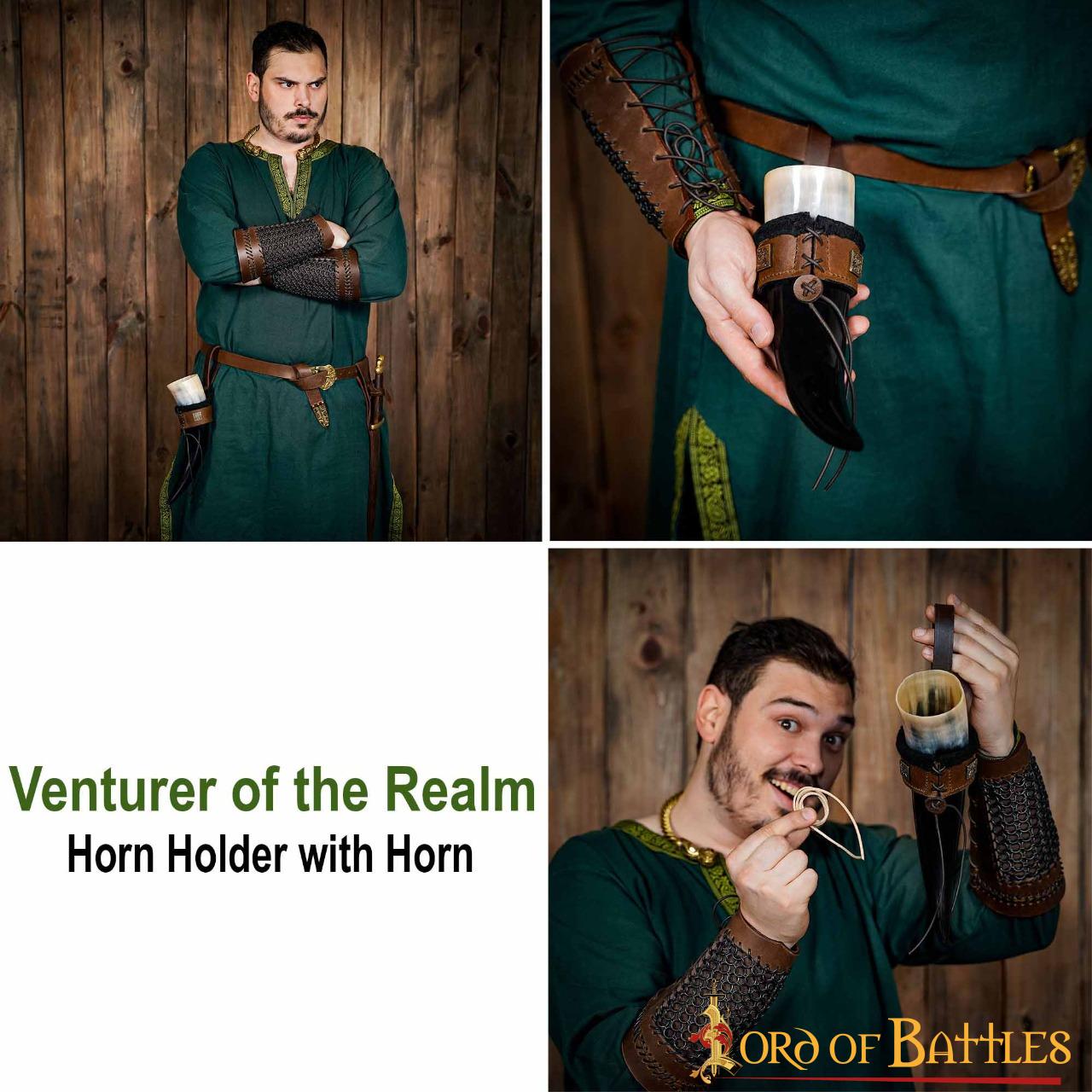 Venturer of the Realm Fur Lined Horn Holder with Horn Venturer of the Realm Fur Lined Horn Holder with Horn
