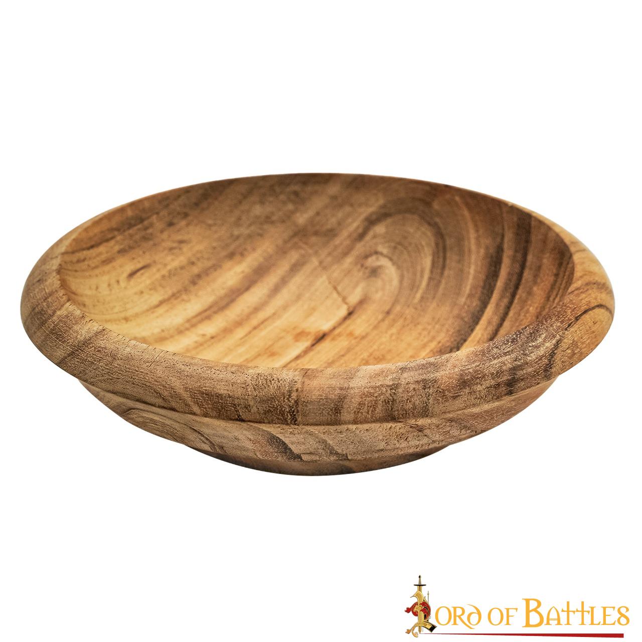 Viking Feast Wooden Wide Bowl Hand Crafted Useful Hardwood Cutlery