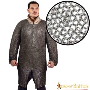 Round Ring Chainmail Hauberk Shirt, Riveted, ID 10mm, Natural
