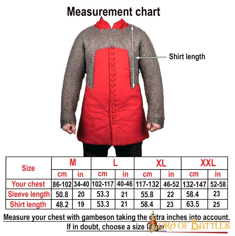Flat Ring Chainmail Half Haubergeon with Long Sleeves, Riveted and Alternating, ID  6 mm, Mild Steel