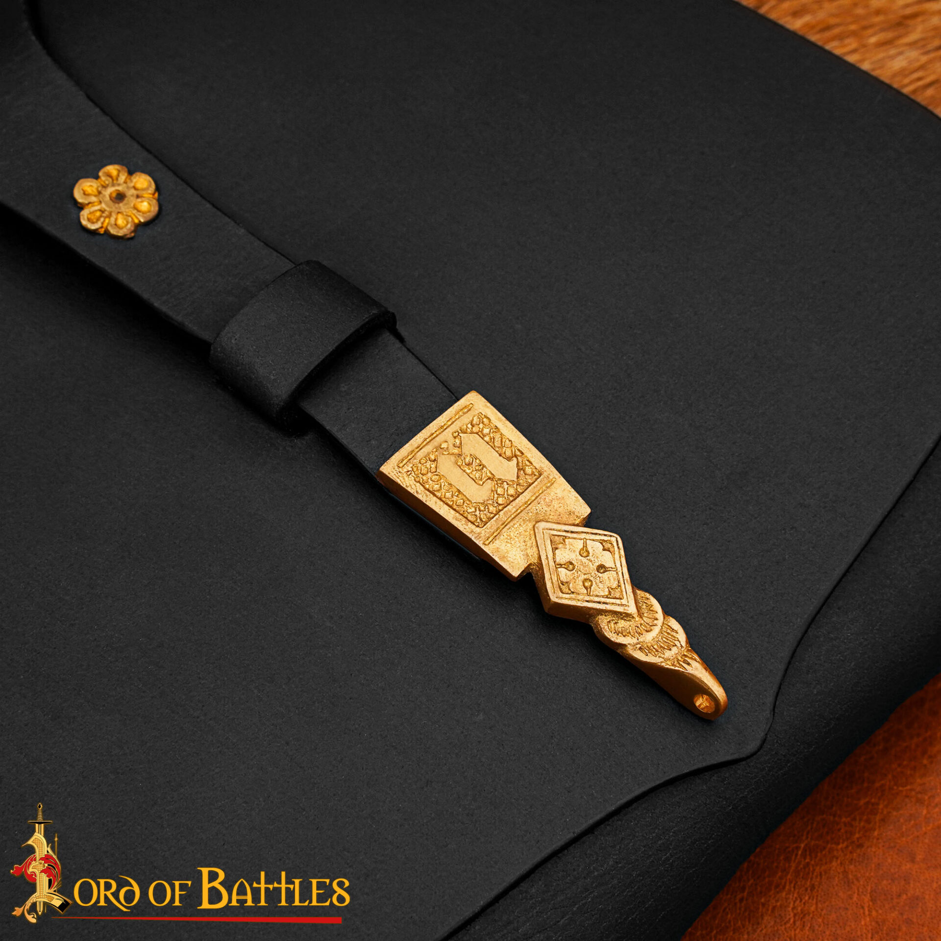 14th Century Medieval Leather Belt Pouch with Brass Mounts-25862BK 5 Pouch