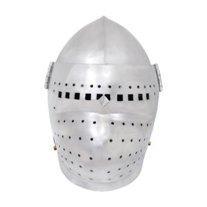 14th Century Full Visor Bascinet Helmet 16 gauge