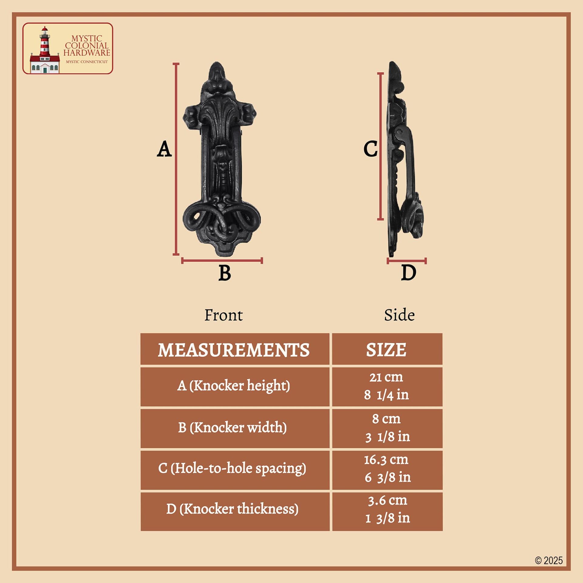 Vintage Cast Iron Door Knocker-500221 2 Gothic Front Door Knocker