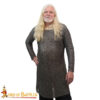 Lord of Battles "Elite" Chainmail Hauberk, Historically Shaped 8mm 18gauge Mild Steel, Wedge Riveted Flat Rings with Alternating Solid Flat Rings