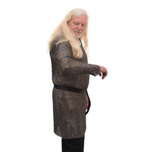 Lord of Battles "Elite" Chainmail Hauberk, Historically Shaped 8mm 18gauge Mild Steel, Wedge Riveted Flat Rings with Alternating Solid Flat Rings