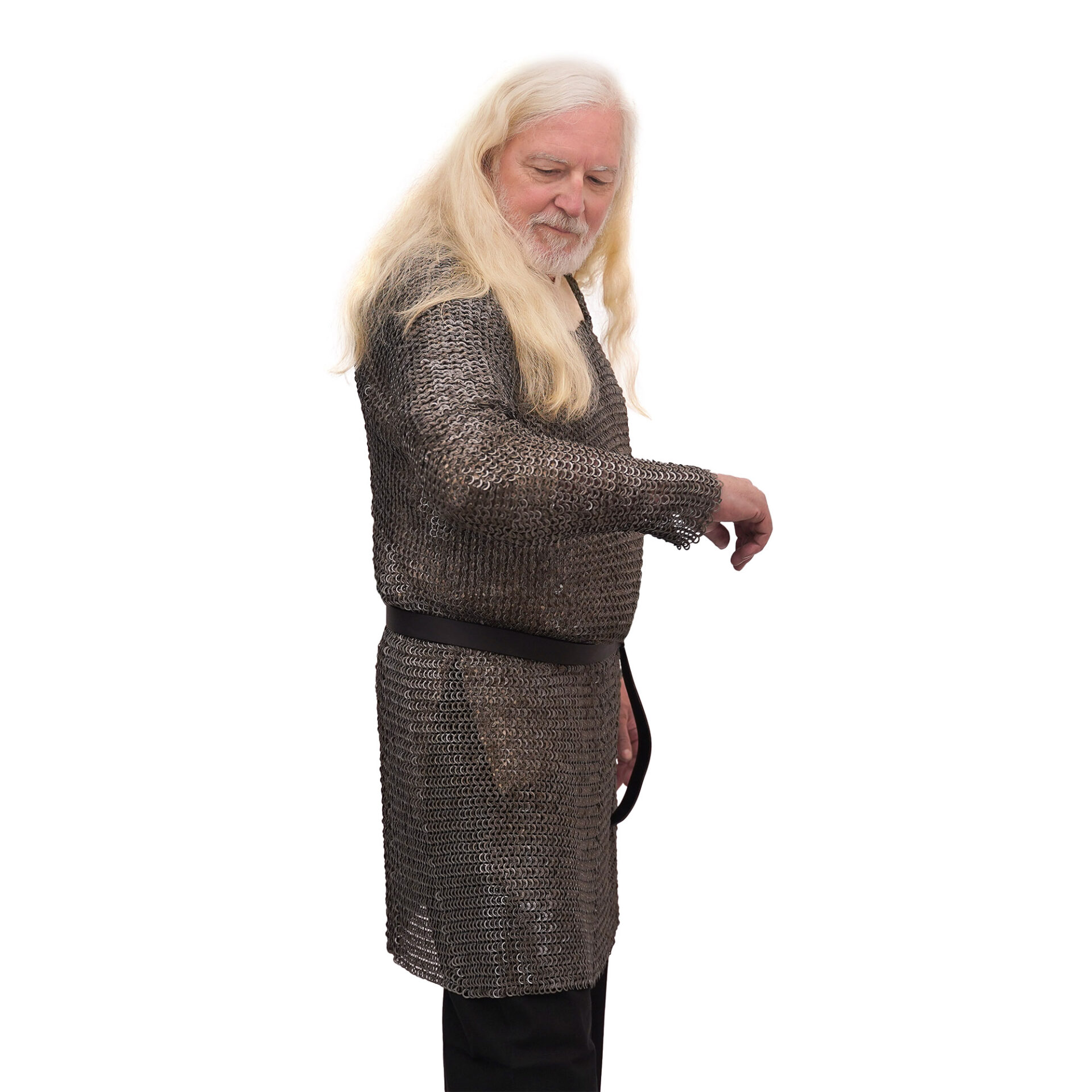 Lord of Battles "Elite" Chainmail Hauberk, Historically Shaped 8mm 18gauge Mild Steel, Wedge Riveted Flat Rings with Alternating Solid Flat Rings