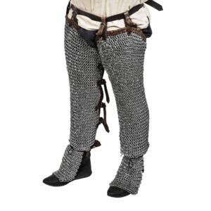 Round Ring Chainmail Leggings Chausses Hoses, Dome Riveted, ID 10 mm, Mild Steel