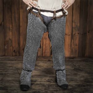 Round Ring Chainmail Leggings Chausses Hoses, Dome Riveted, ID 10 mm, Mild Steel