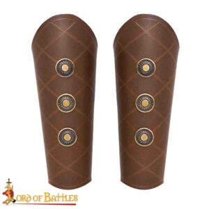 Medieval Handcrafted Genuine Leather Bracers, Brown
