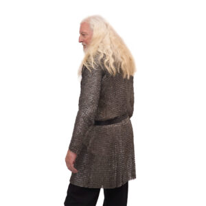 Lord of Battles "Elite" Chainmail Hauberk, Historically Shaped 8mm 18gauge Mild Steel, Wedge Riveted Flat Rings with Alternating Solid Flat Rings