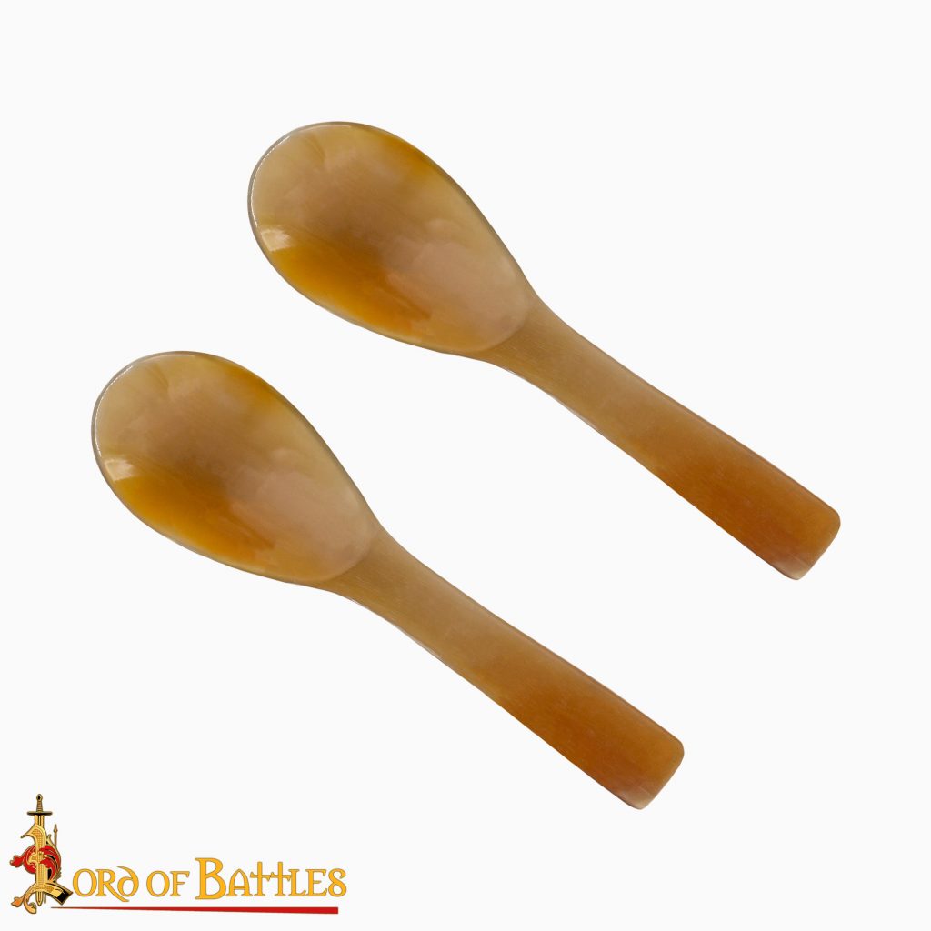 Medieval Authentic Horn Spoons Set of 2 Genuine Ox Horn