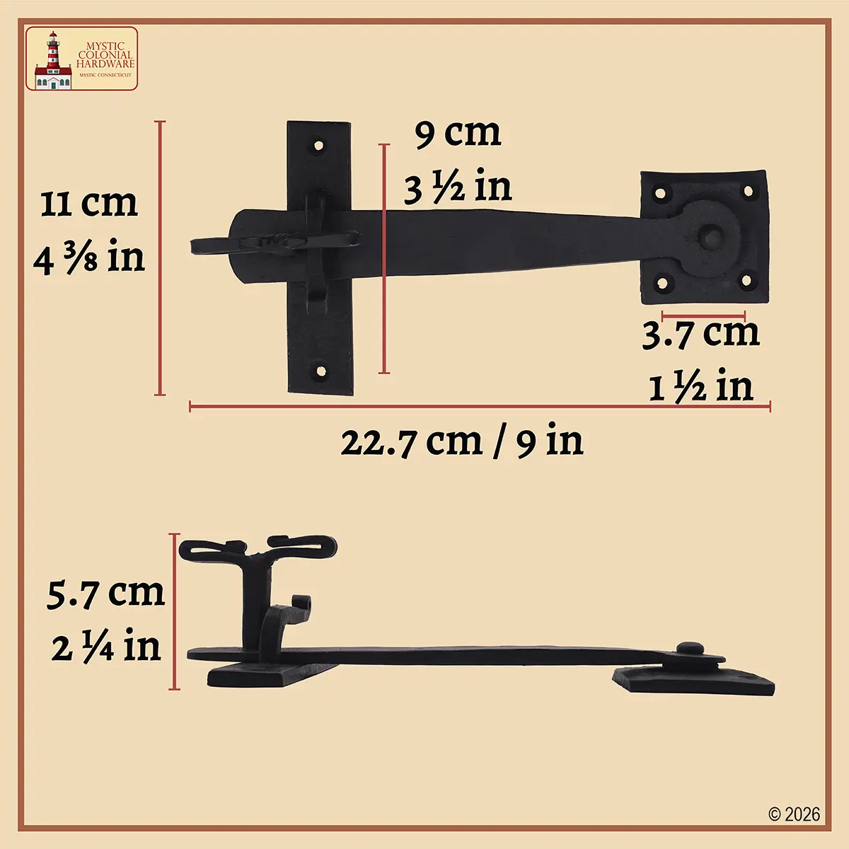 Hand Forged Iron Gate Latch, Heavy Duty Black Drop Latch - Image 3