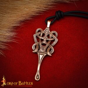 9th Century Antique Bronze Viking Ear Scoop Pendant with Leather Cord-26416BZAT Solid Bronze Ear Scoop Pendant