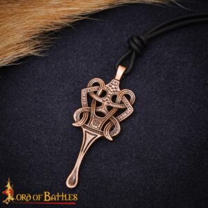 9th Century Antique Bronze Viking Ear Scoop Pendant with Leather Cord-26416BZAT 6 Solid Bronze Ear Scoop Pendant