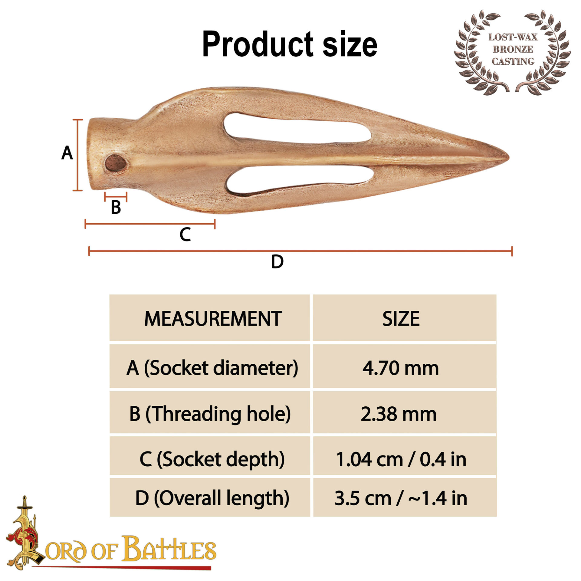 Lost-wax Cast Bronze Small Arrowhead-26439BZ 2 Roman Arrowhead