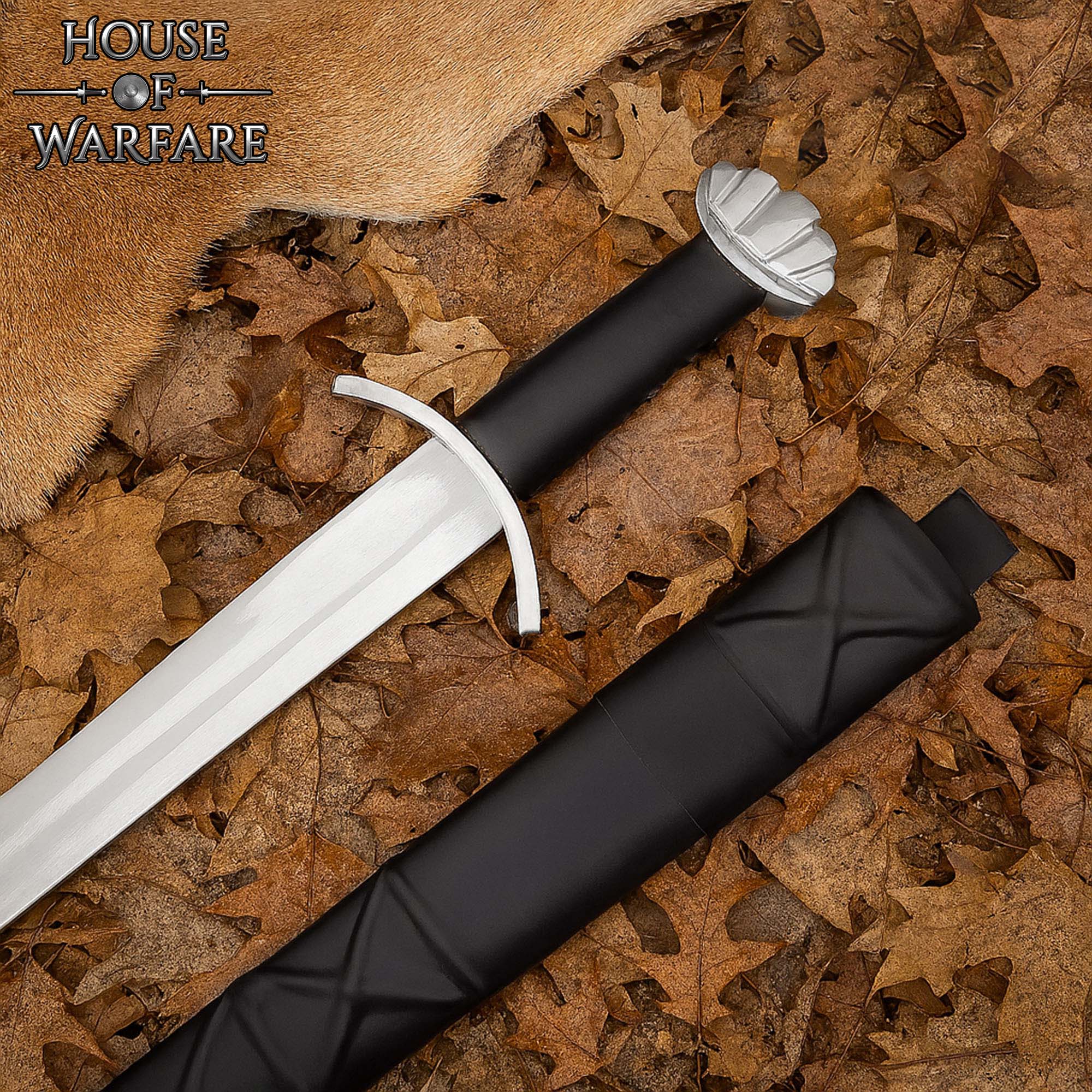 Viking 5-Lobed Collector's Sword with Leather Scabbard - Display Viking Sword