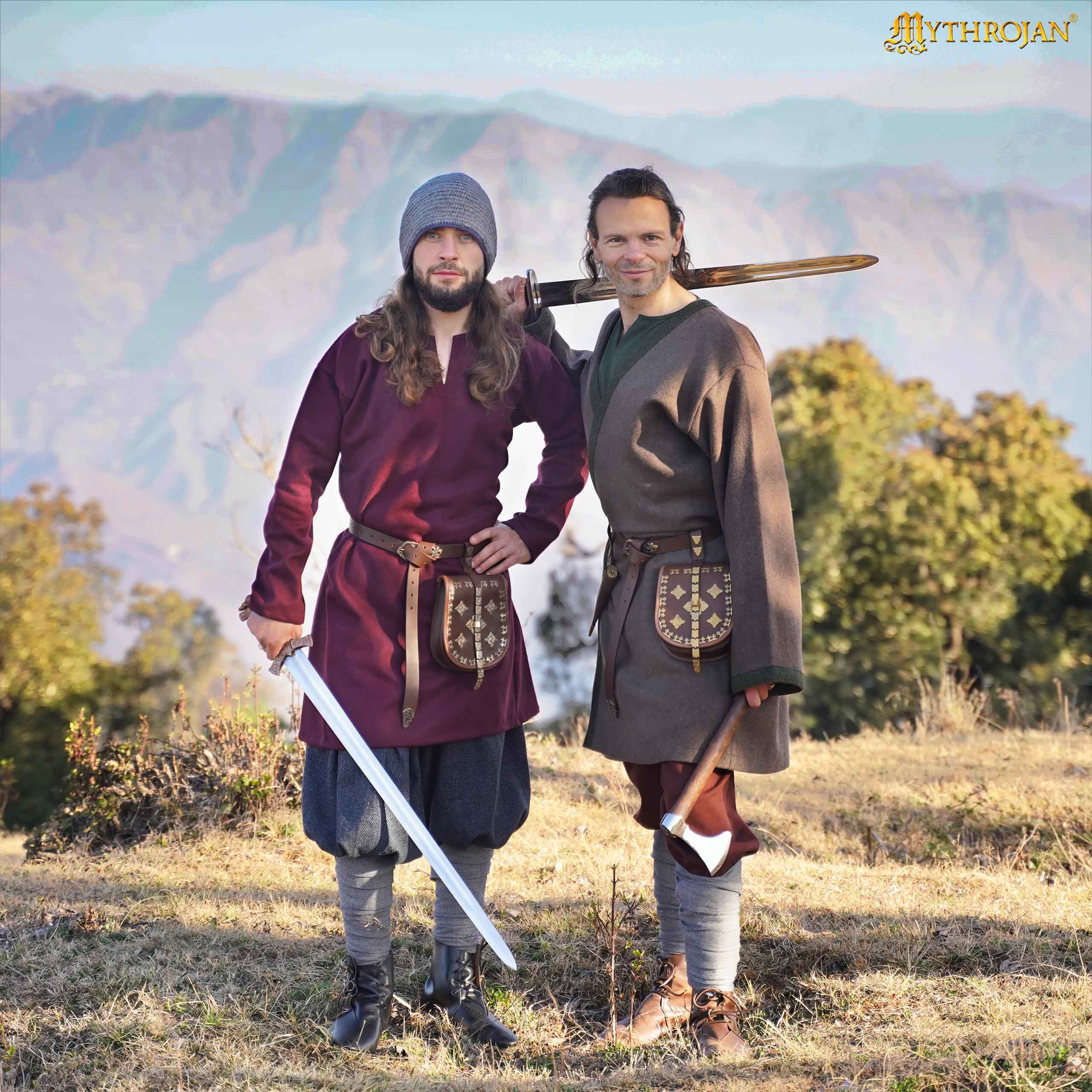 The Erik Woolen Viking Tunic Wine Red Medieval Tunic with Gore and Gusset - 301102WR 4 Woolen Viking Tunic