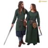 green-cotton-medieval-ladies-dress-sleeves-301098GN 4 Archeress Medieval Dress