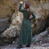 green-cotton-medieval-ladies-dress-sleeves-301098GN 6 Archeress Medieval Dress