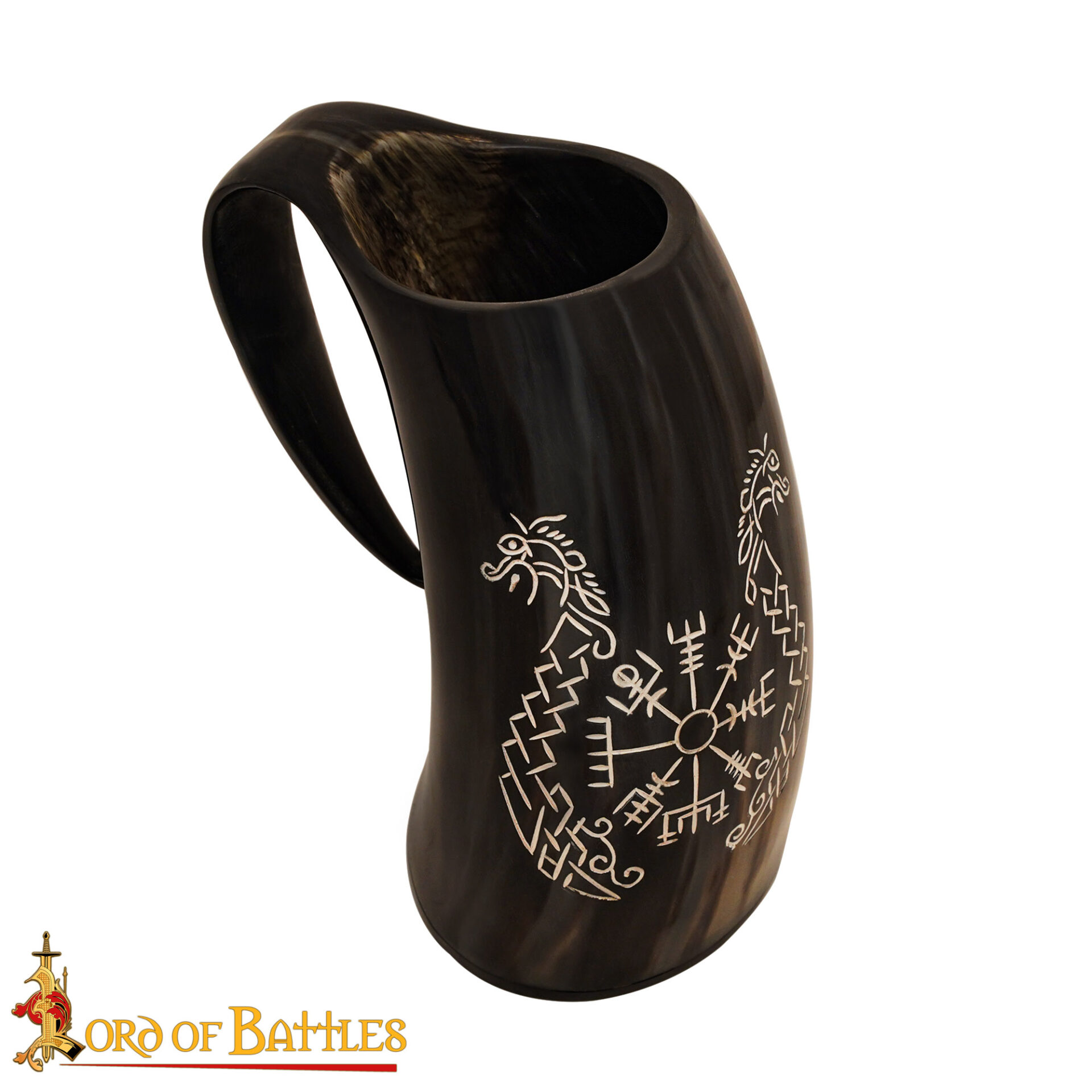 Viking Drinking Horn Tankard– Handcrafted with Engraving Horn Tankard,viking drinking horn