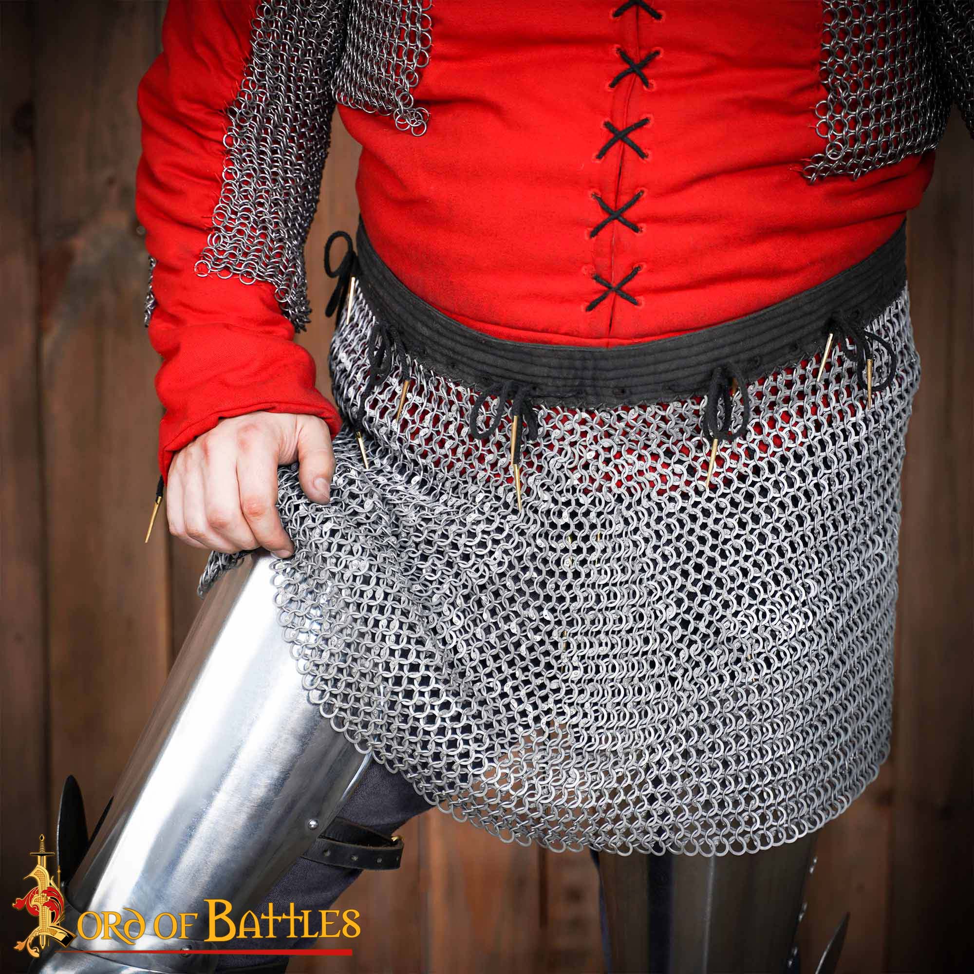 Round Ring Chainmail Skirt, Dome Riveted, 8mm 18 gauge, Mild Steel