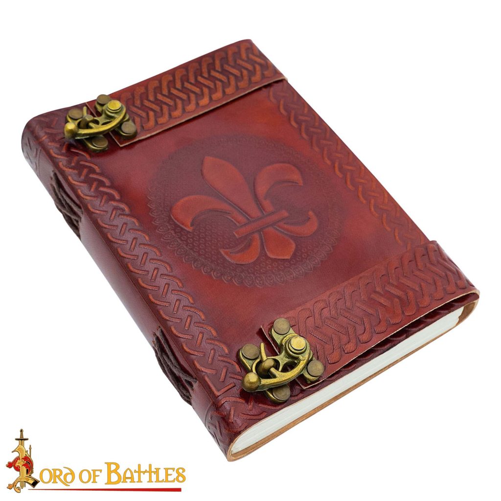 Medieval Fleur de Lys Journal Genuine Leather Diary with Handmade Pages