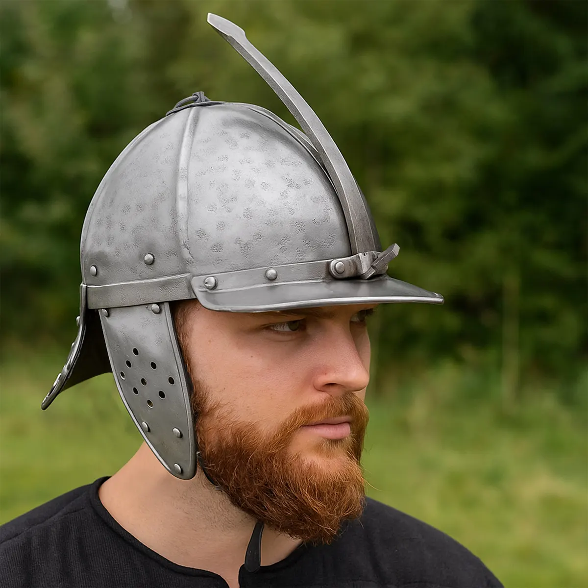 Lobster Tail Pot Helmet - 17th Century Cavalry Steel Helmet - Image 2