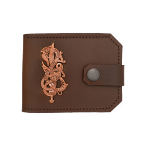 Genuine Leather Wallet with Lost-wax Cast Bronze Decoration
