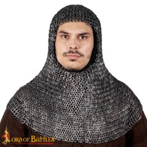 Flat Ring Classic Chainmail Coif, Riveted, ID 9mm, Stainless Steel