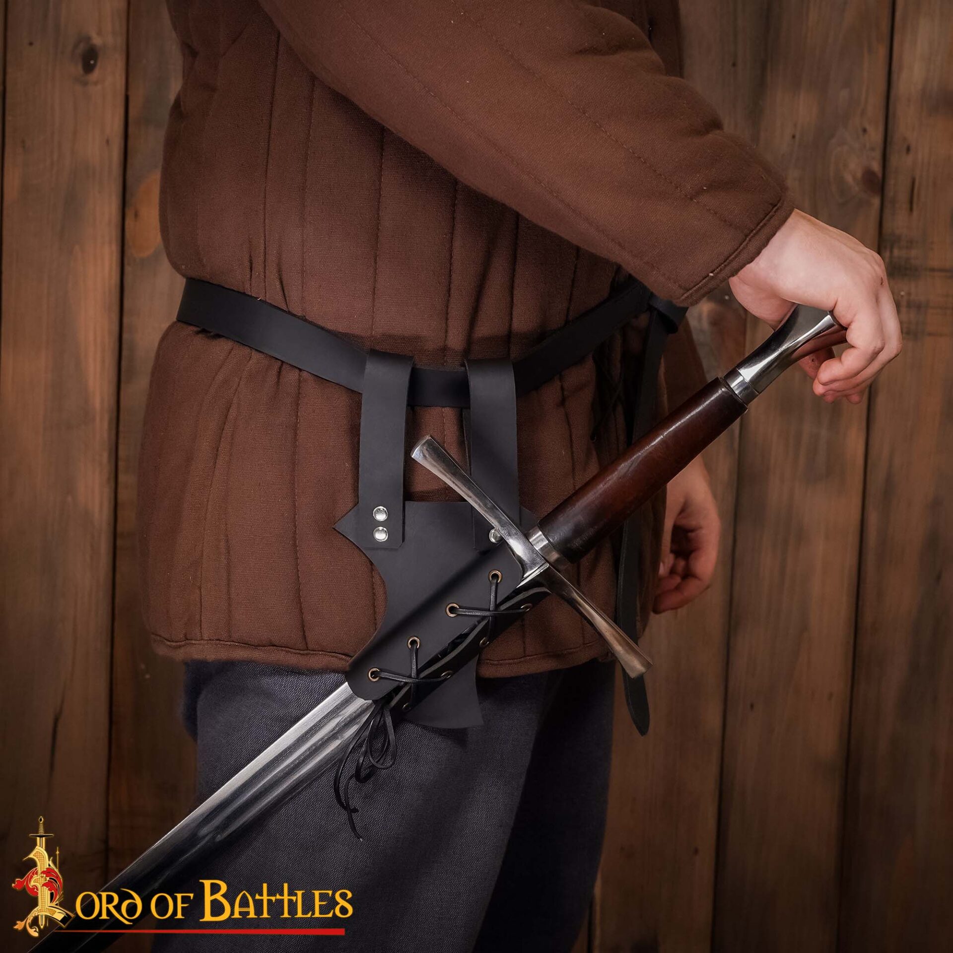 Medieval Leather Sword Frog with Adjustable Holder