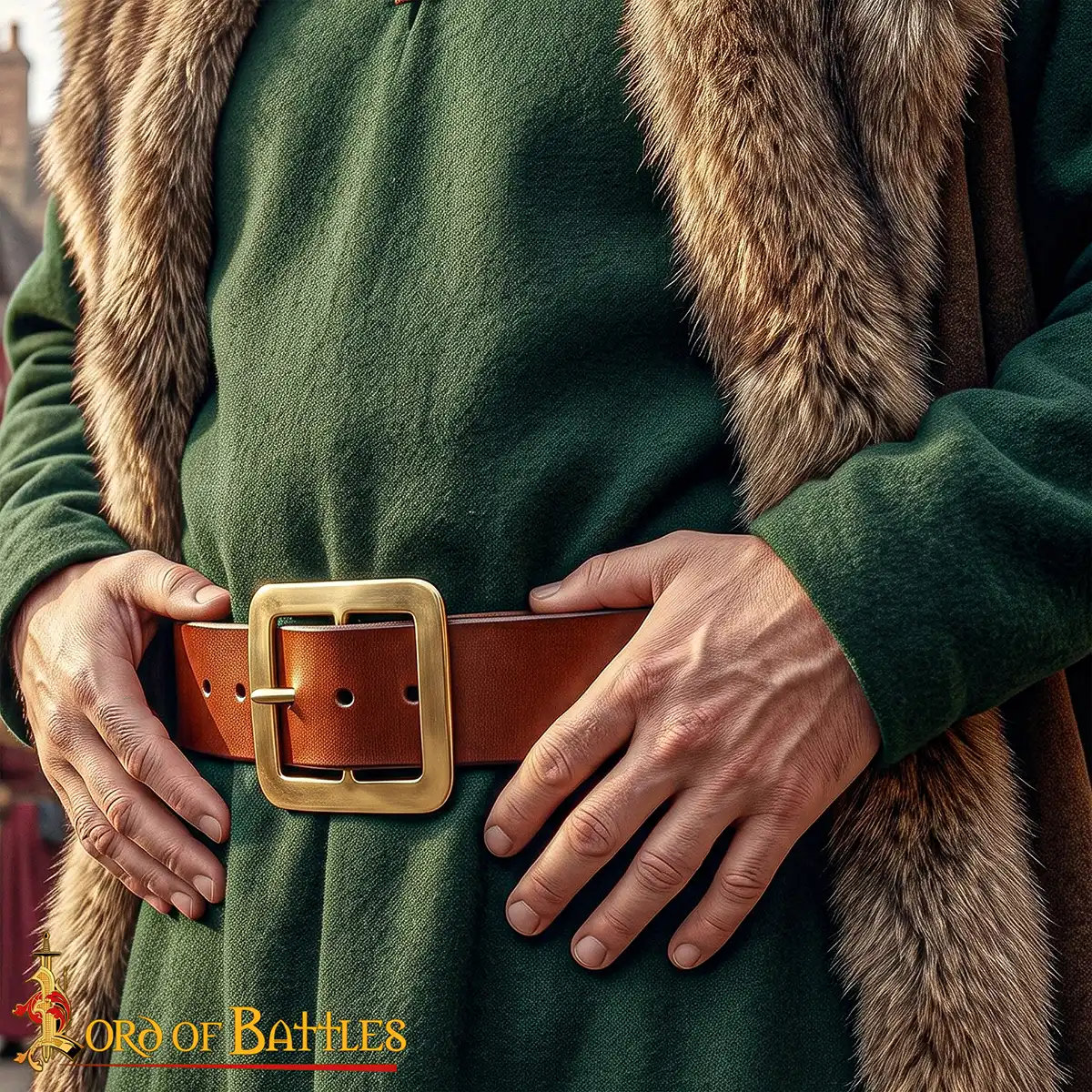 Square Medieval Belt Buckle | Solid Brass Buckle - Image 2