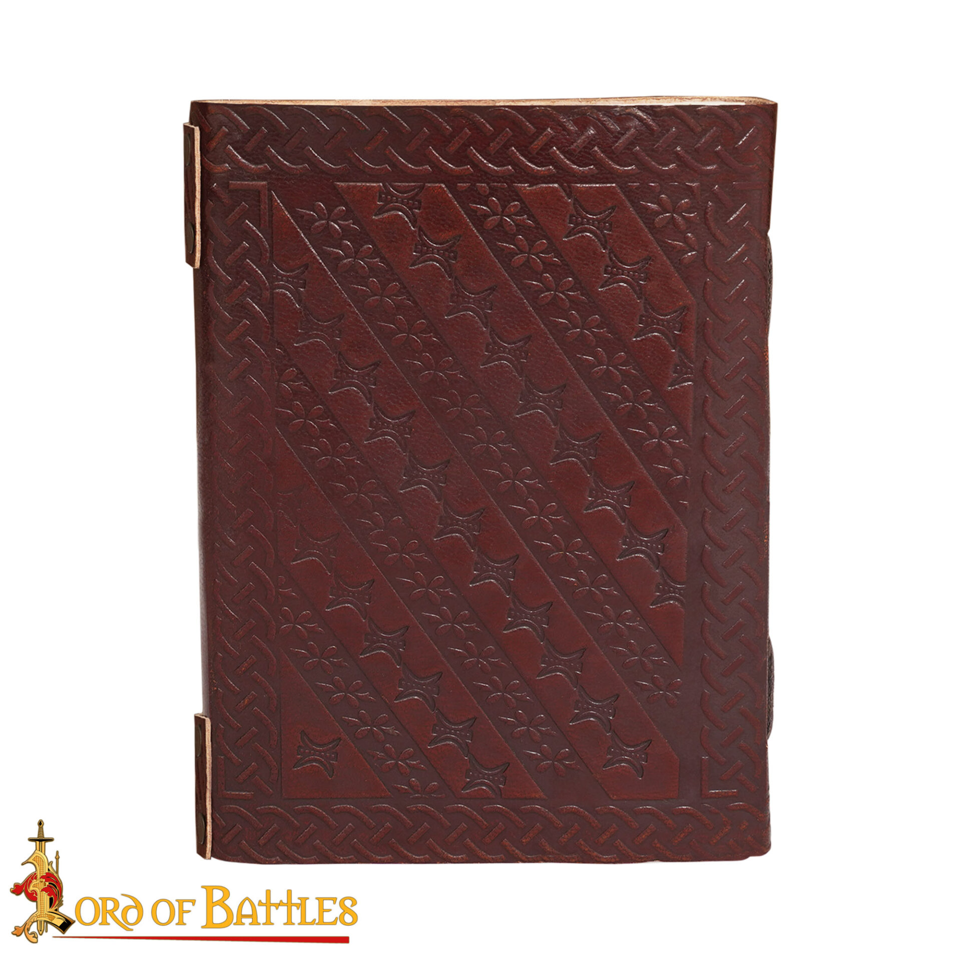 Handmade Leather Journal with Fleur-de-Lys Embossing with Brass Lock-8663BR-WL 4 Handmade Leather Journal