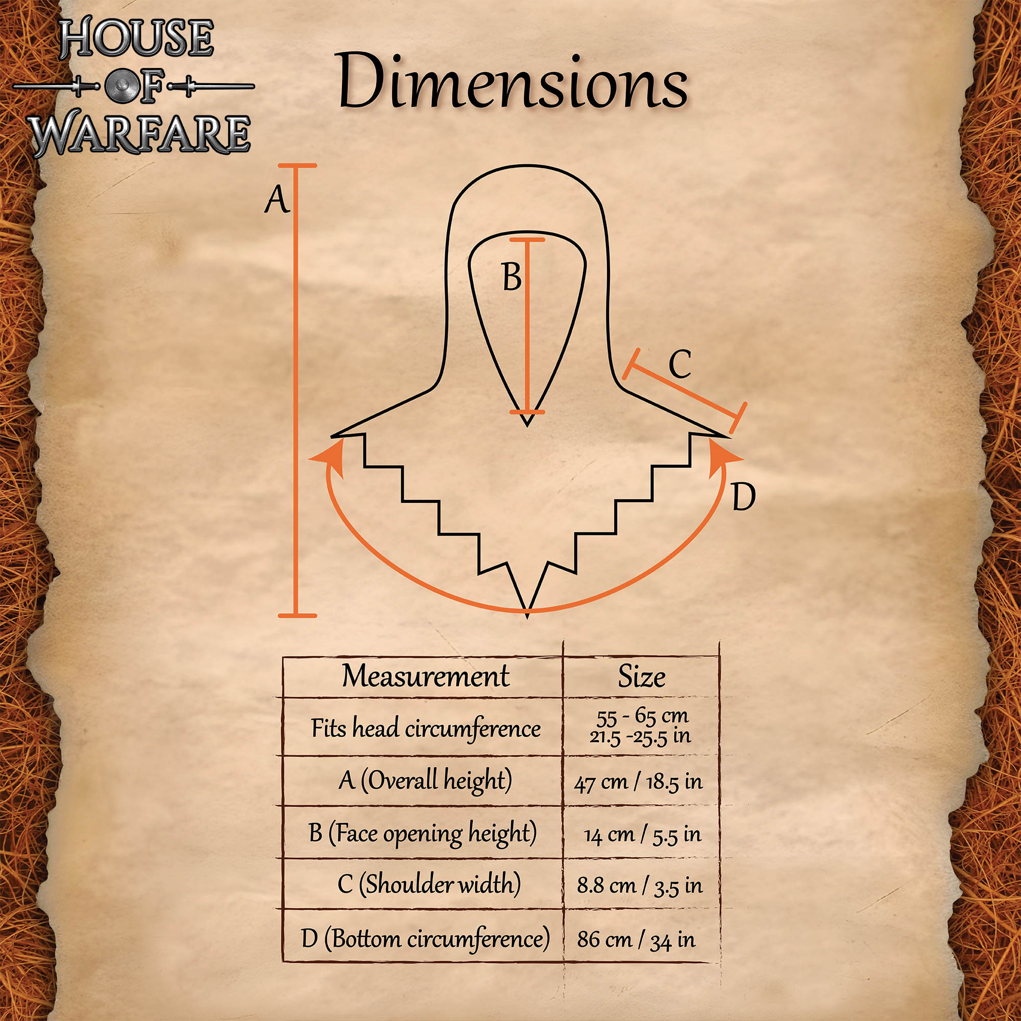 Kids Chainmail Coif V Face Butted Mail with Dagged Edges, 10mm 16 Gauge ZP Rings-700601-S 2 Chainmail Coif