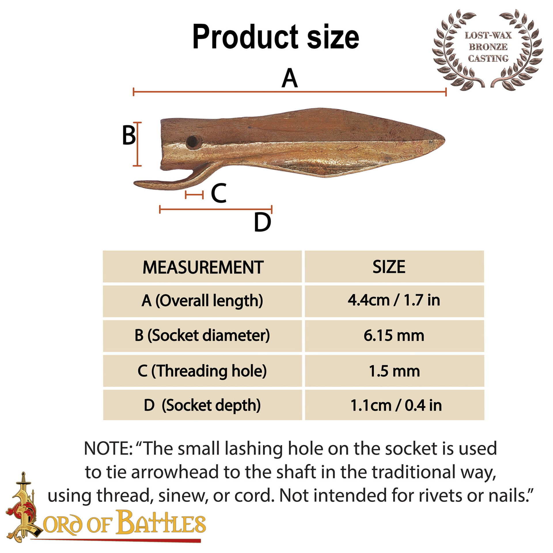 Lost-wax Cast Bronze Small Arrowhead-26487BZ 2 bronze arrowhead