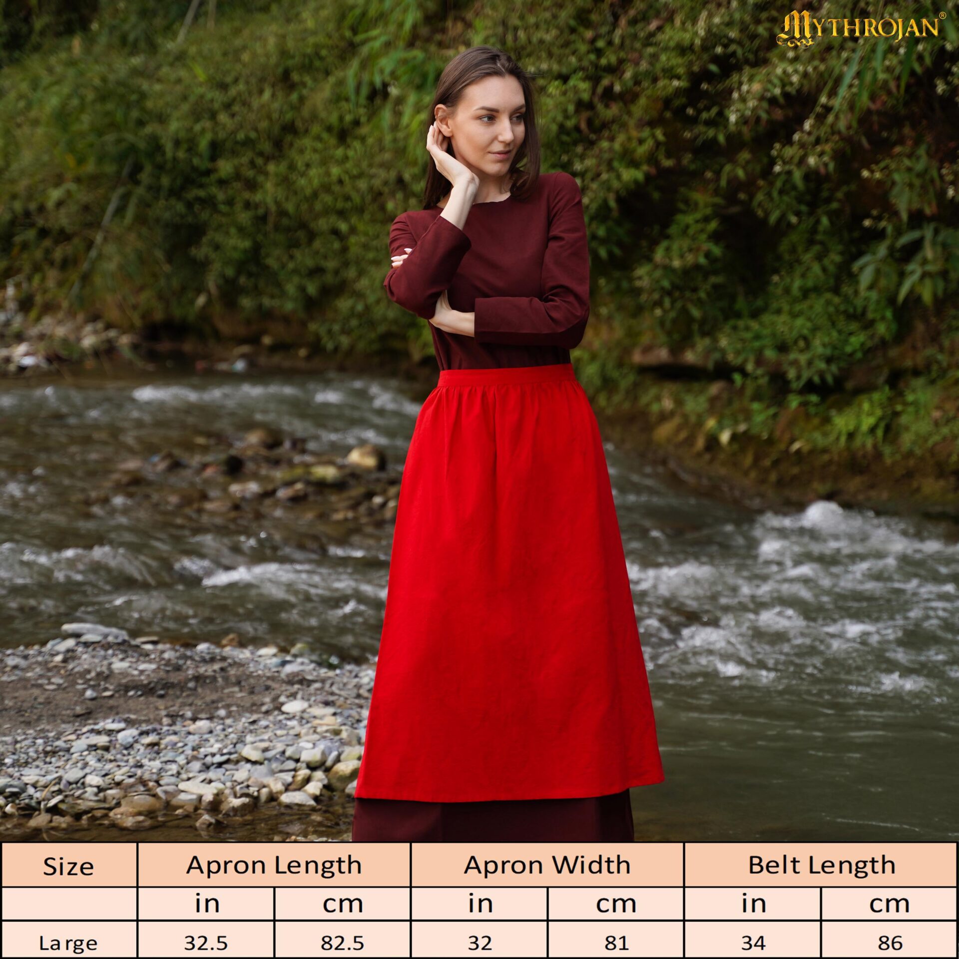 Medieval Apron Cotton Historical Costume Accessory for Peasant & Commoner Costumes-300987RD 2 Medieval Apron