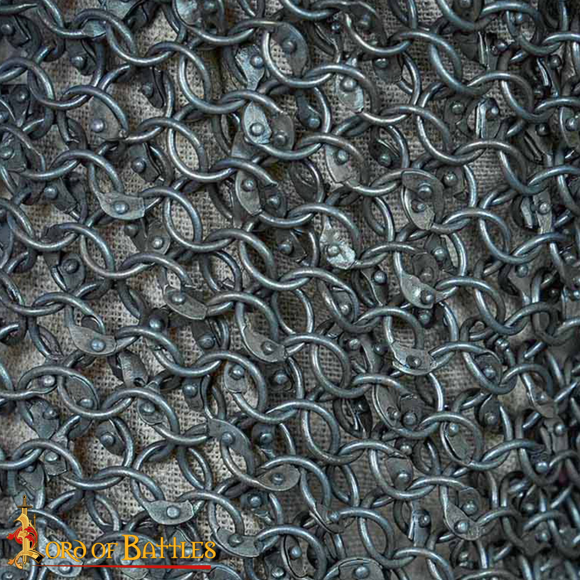 Round Ring Chainmail Hauberk Shirt, Dome Riveted, 8 mm 18 gauge, Natural