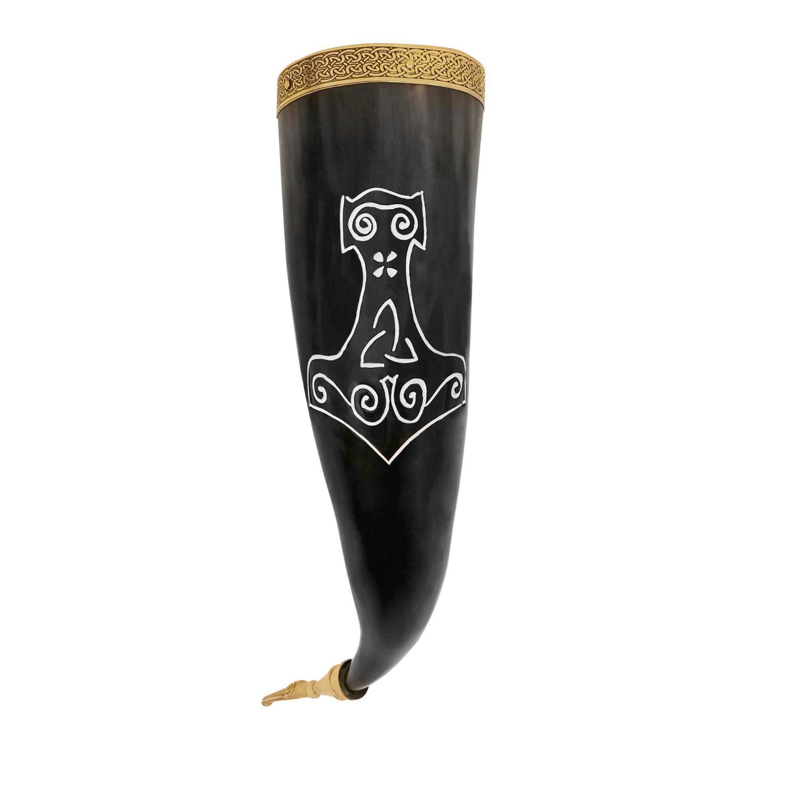 Viking Drinking Horn with Mjolnir Design