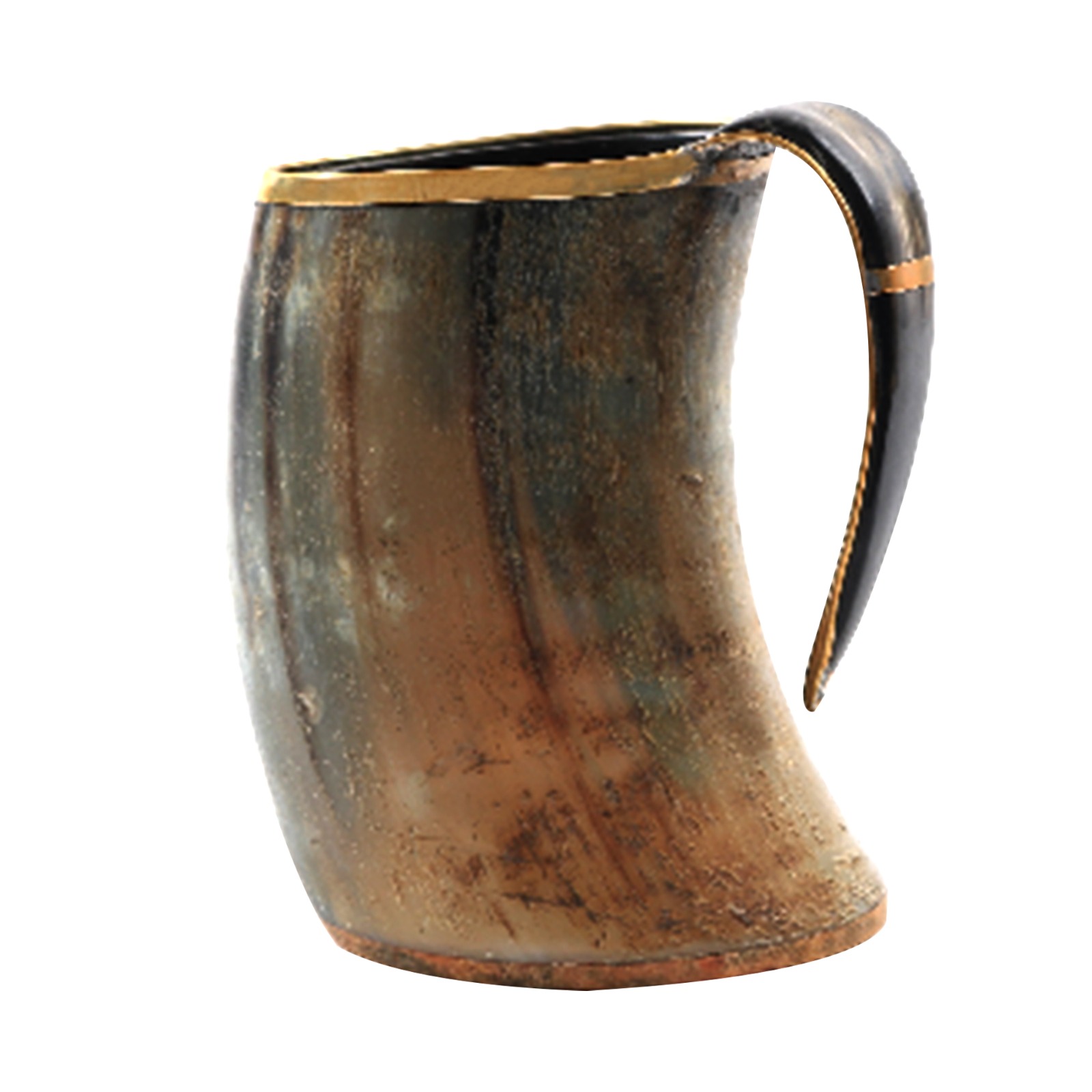 Large Drinking Horn Tankard with Brass Rim Large Drinking Horn Tankard with Brass Rim