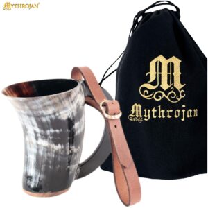 Mythrojan Hot Horn Mug Tankard with Leather Strap 300ml