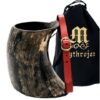 Mythrojan Horn Mug Tankard with Red Leather Strap 1400 ml