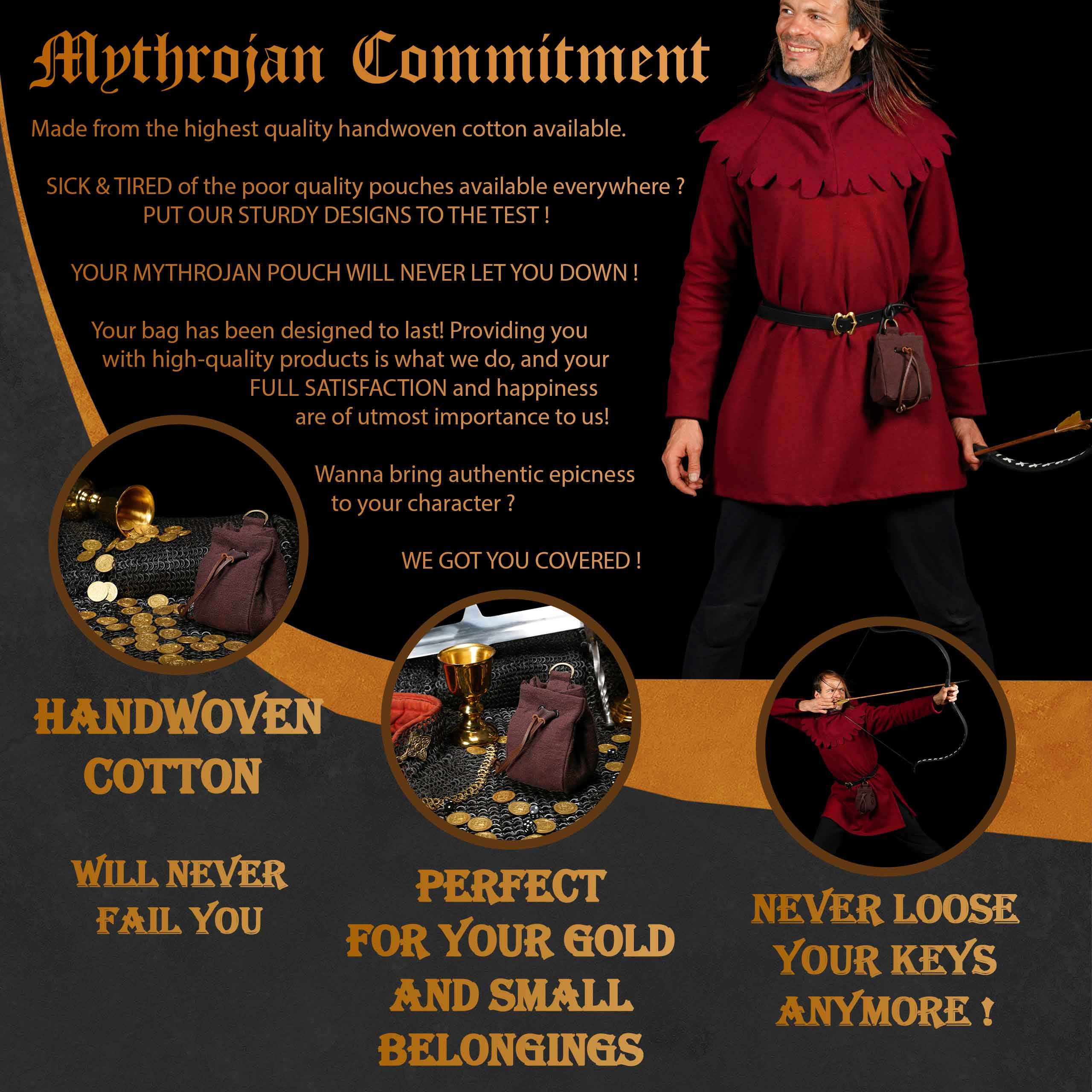 Mythrojan Drawstring Jewelery Belt Pouch