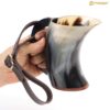 Mythrojan Hot Horn Mug Tankard with Leather Strap 300ml