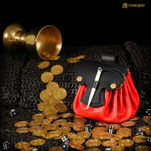 Mythrojan Medieval Small Leather Belt Pouch LARP Renaissance Waist Bag