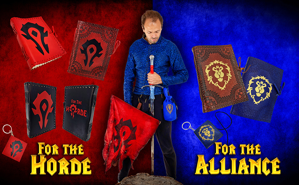 Mythrojan FOR THE HORDE Black WARCRAFT MEDIEVAL LEATHER JOURNAL 5 x 7 inches