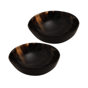 Mythrojan Hand Crafted Small Serving Natural Ox Horn Bowl Set of 2
