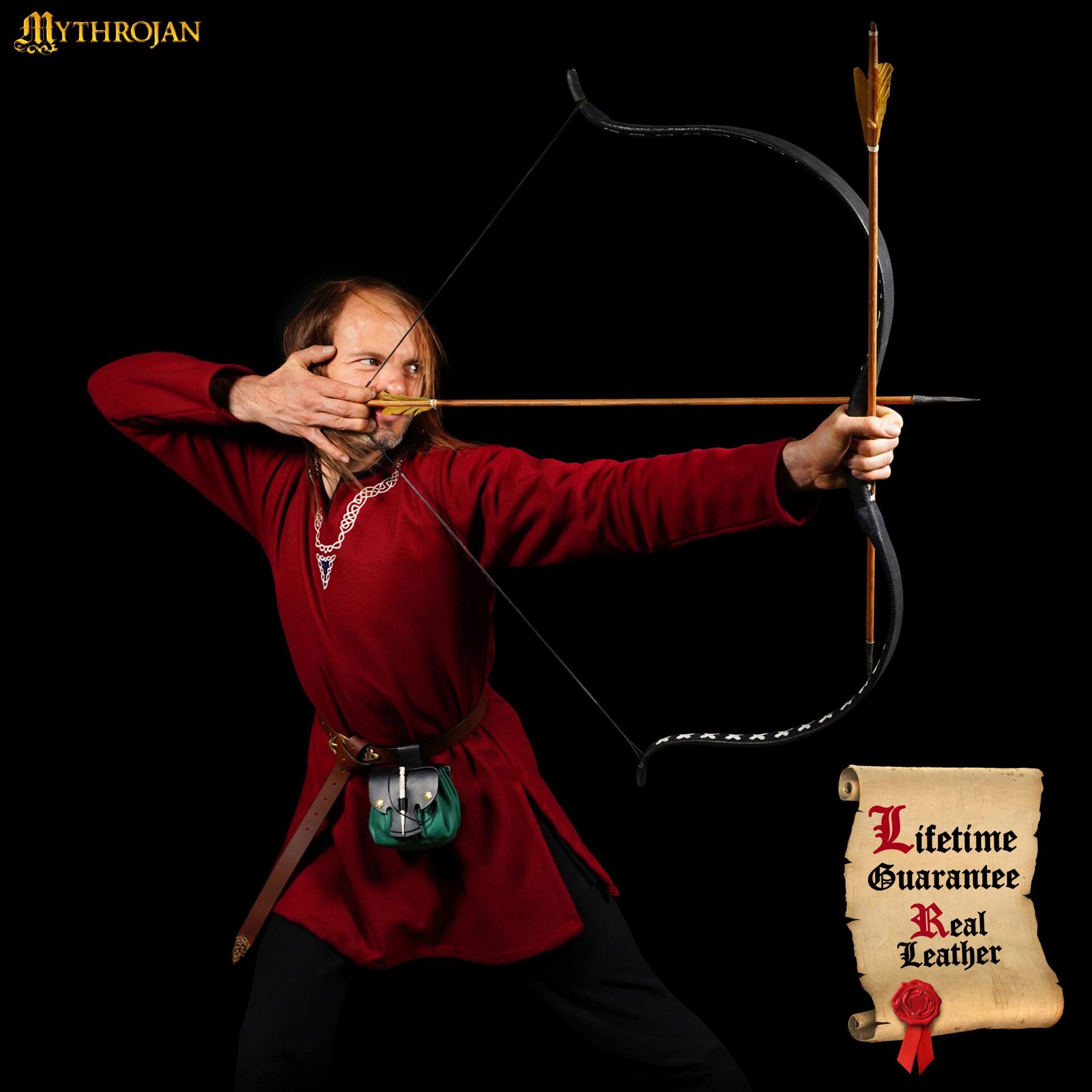 Mythrojan Medieval Small Leather Belt Pouch LARP Renaissance Waist Bag